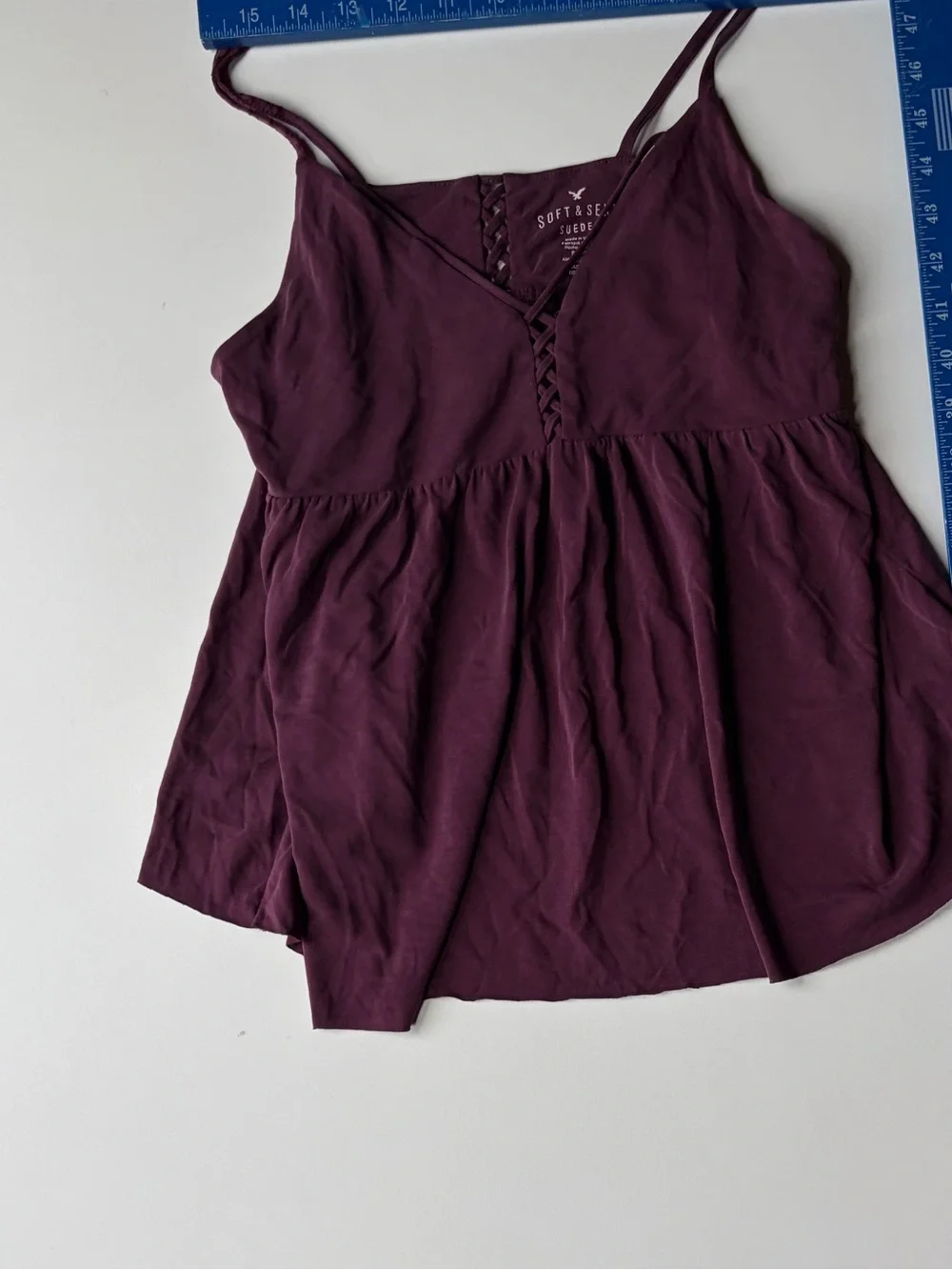 American Eagle Deep Plum Lace-Trim Spaghetti Strap Camisole